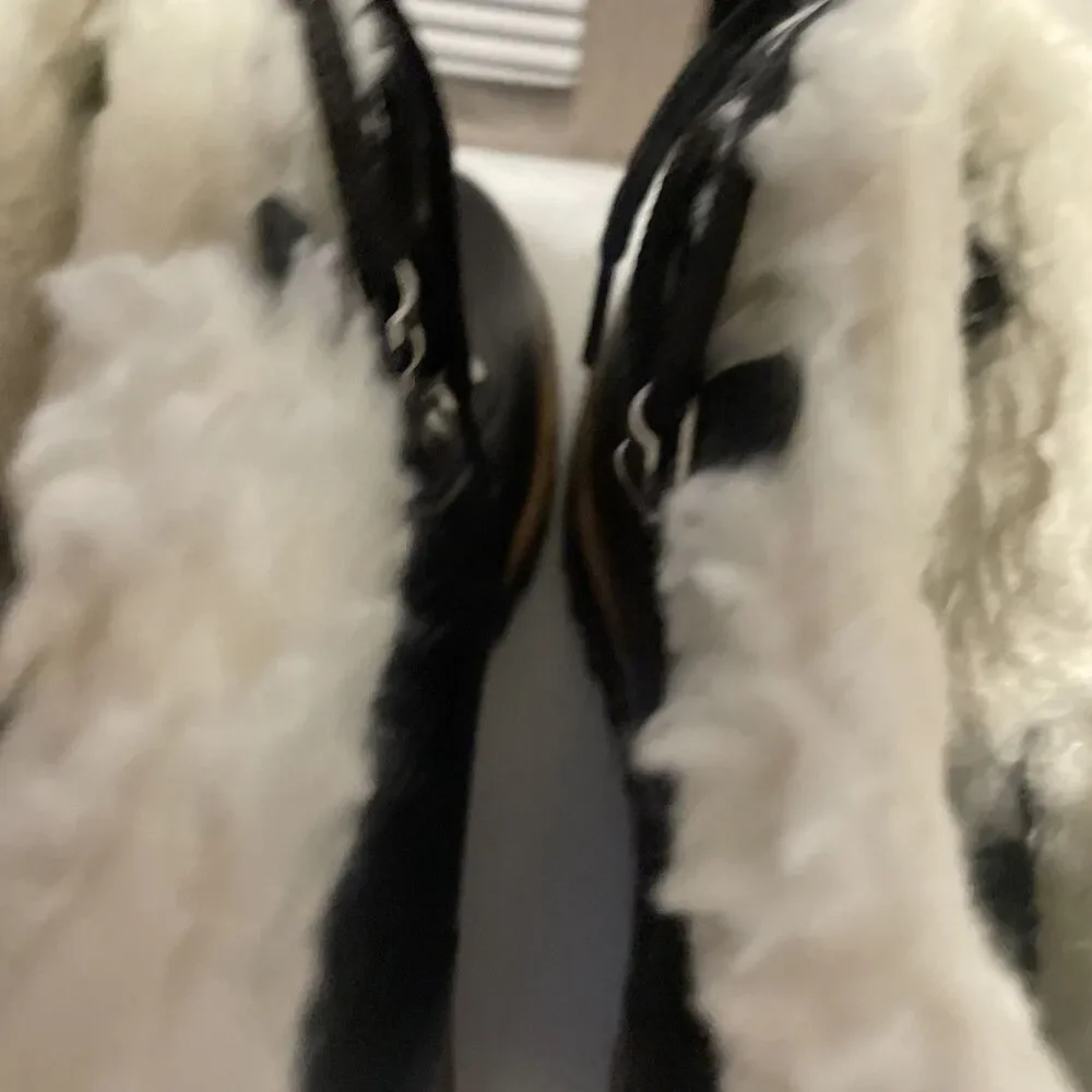Bernardo Wiley Faux Shearling Trim Boots Black Anthropologie Rain Size 9